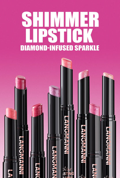 Diamond Pearlescent Lipstick Waterproof Long Lasting Non-stick Cup Matte Velvet Shiny Lipsticks Red Sexy Lips Makeup Cosmetics