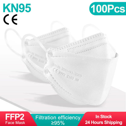 Adult Fish Shape Certified KN95 FFP2 Mask 4 Layers Black Fabric Mascarillas Mouth FPP2 Face Mask KN95 Filter Respirator ffp2mask