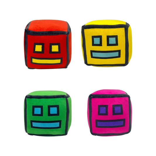 Peluche Cube Geometry Dash de 12 cm pour Halloween, petit coussin en peluche, pendentif carré, cadeau mignon pour les enfants