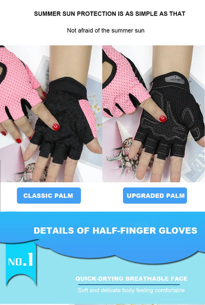 Cycling Fingerless Gloves Professional Gym Fitness Breathable Anti-Slip Women Men Half Finger Summer Fishing Female Bicycle Bike
