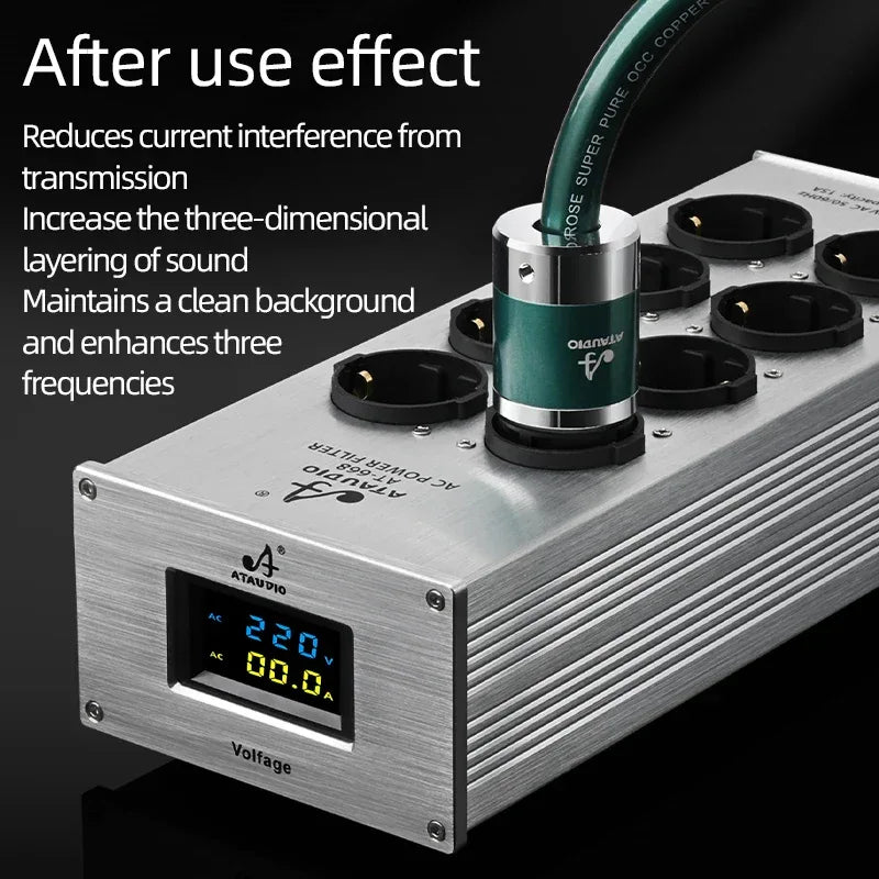 Hi-end EU Hifi Power Filter for Standard EU Socket Noise-free Audio Purifier Filter Power Conditioner with EU Outlets Strip