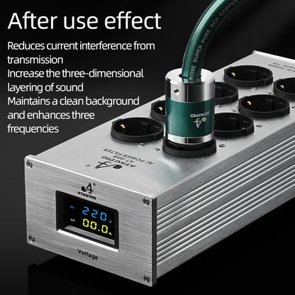 Hi-end EU Hifi Power Filter for Standard EU Socket Noise-free Audio Purifier Filter Power Conditioner with EU Outlets Strip