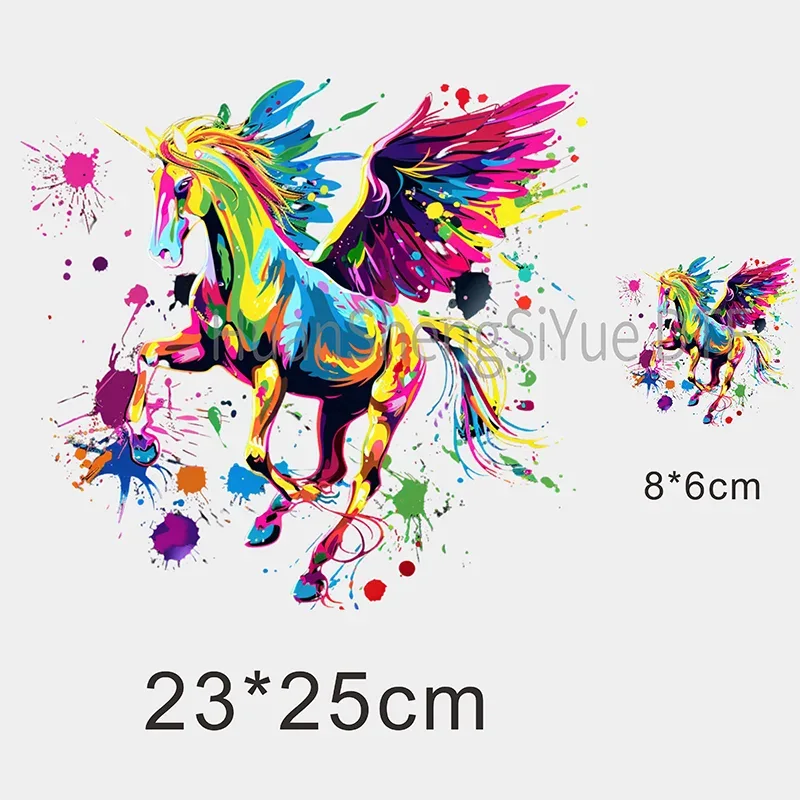 Color Fluid Painting Ironing Sticker Clothes DTF Fashion T-shirt Hoodie DIY Jacket Patch Hot Paste Paper Waterproof