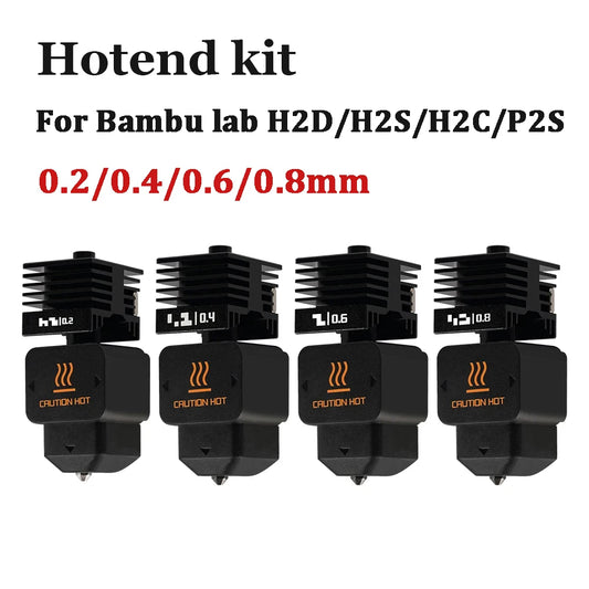 New High Quality H2D H2S H2C Hotend Kit with 0.2/0.4/0.6/0.8mm Hardened steel Nozzle Replace Hotend Kit For Bambu H2D A1/A1mini