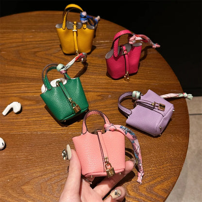 2024 New style Mini House Small Bag Handheld Portable Hand Rope Bluetooth Earphone Bag Zero Wallet Multi functional Small Bag
