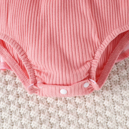 2PCS  Spring And Autumn New Style For Girls 0-1 Years Old Sweet And Comfortable Pit Strip Long-Sleeved False Straps Hat Dress