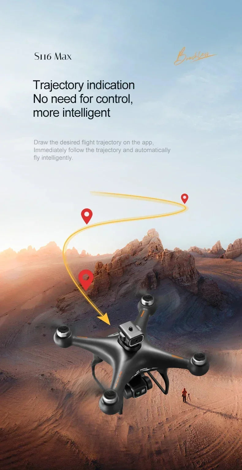 S116 MAX FPV Drone Triple Battery Dual 8K HD Cameras Optical Flow Positioning WIFI Real-Time Transmission 360° Smart Avoidance