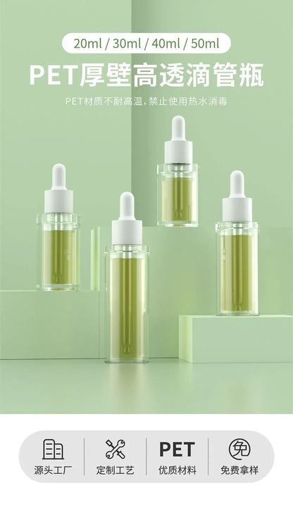Dropper Essential Oil Bottle 20/30/40/50ml Plastic PET Dropper Bottle Transparent DIY Makeup Packaging Bottle Cosmetic Container