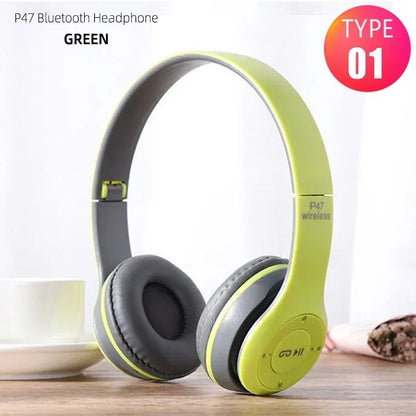 P47 Bluetooth 5.0 Wireless Headphone Foldable HIFI Stereo Bass Earphone Kid Helmet Gift With Mic USB Adaptor For iPhone Game