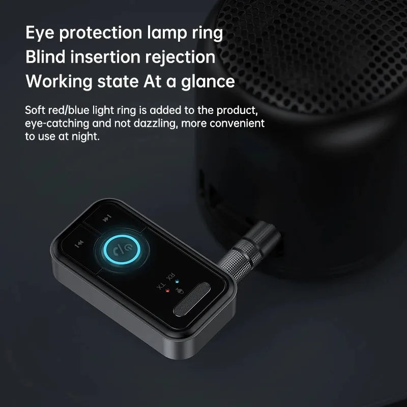Upgraded Bluetooth 6.0 Transmitter Receiver HiFi Stereo Music Car AUX Audio Adapter 3.5MM Jack With Mic Calling For Car Kit
