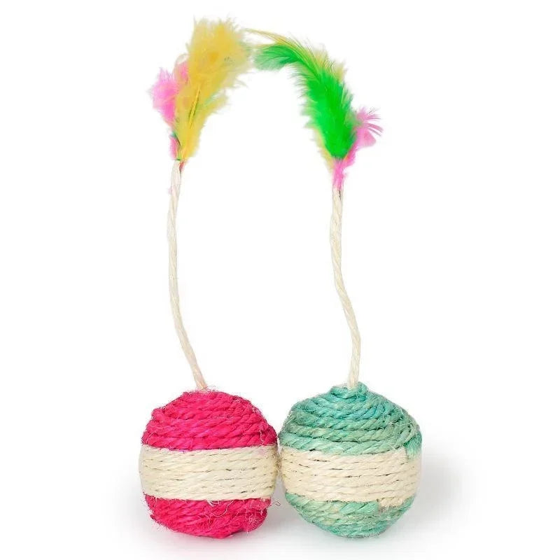 1Pc Cat Toy Sisal Scratching Ball Training Toy for Kitten Pet Cat Supplies Feather Toy Cat Toys Interactive Pet Products