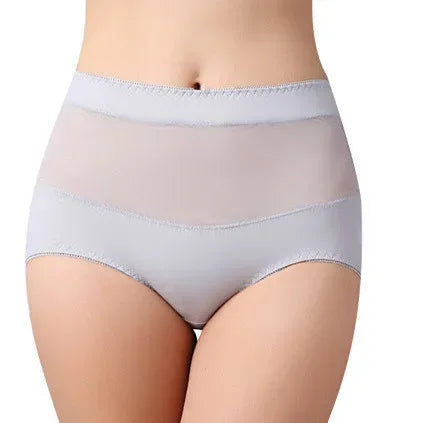 Large Size 110 Kg Triangle Underwear Women's Mesh High Waist Hip Fat Transparent Sexy Lingerie