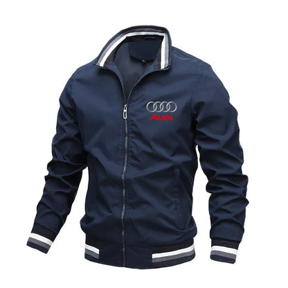 2024 New Motorcycle Jackets Men's Audi Car Logo Print Biker Jacket Windbreaker Casual Racing Jacket Audi Men's Clothing Coats