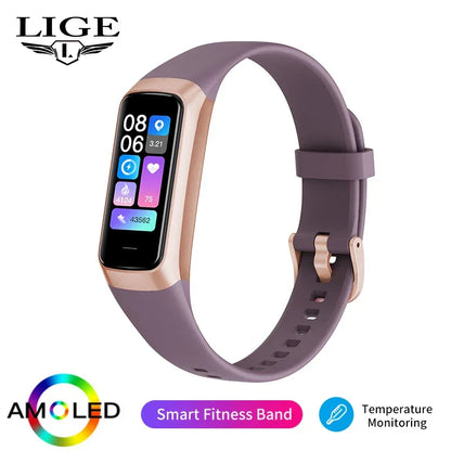LIGE Amoled Smart Watch Men 2024 Smart Band Women Heart Rate Blood Smartwartch Waterproof Smart Bracelet Sport Fitness Tracker