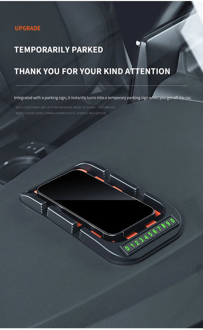 Car Phone Holder, Multifunctional, Dashboard Anti-Slip Mat, Navigation Stand, Parking Number Plate