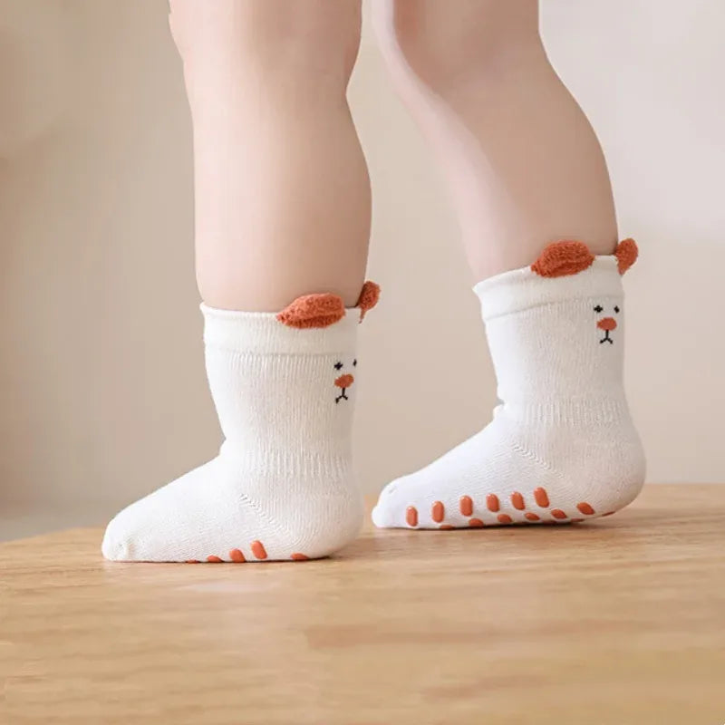 Children's Socks For Girls Boys Cotton Fashion Autumn Winter Kids Boy Girl Sock Cute Soft Baby Toddler Home Sock Anti Slip 3-5Y