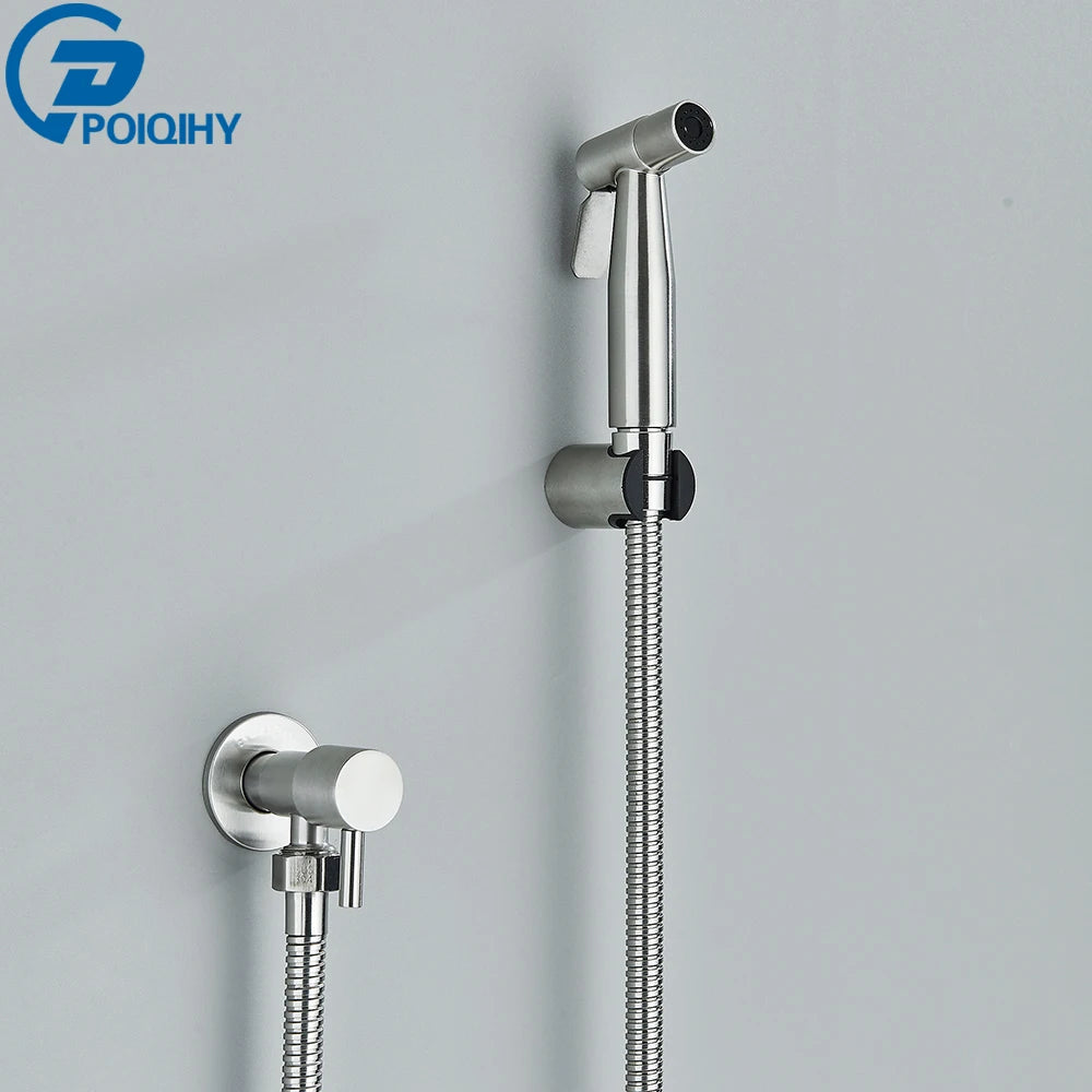 Brushed Gold Handheld Toilet Bidet Sprayer Stainless Steel Bidet Shower Hygienic Shower Wall Toilet Bidet Sprayer Cold Water