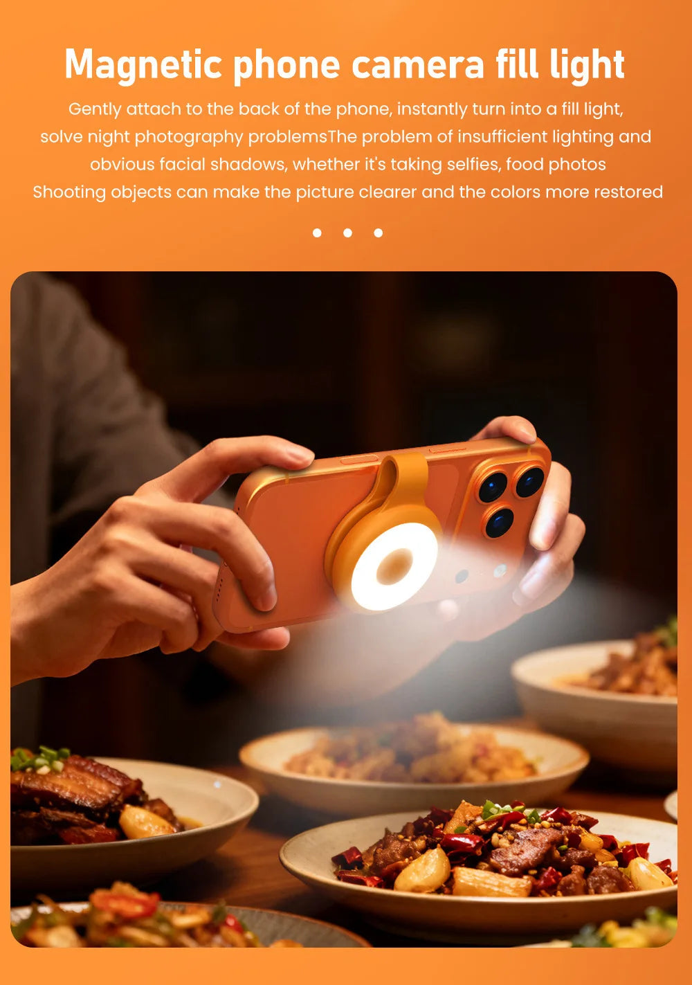 Portable Magnetic Phone Video Light 3 Color Temperature LED Fill Light with Clip for Vlog Live Stream Photography