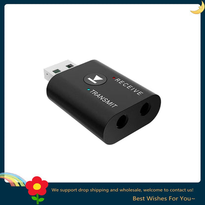 GRWIBEOU 2 IN1 USB wireless Bluetooth adapter 5.0 suitable for computer TV laptop computer speakers earphones Bluetooth adapter