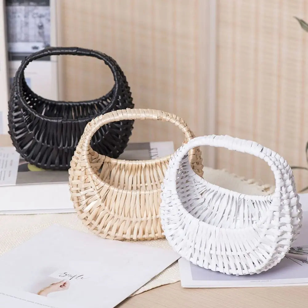 Willow Woven Hand-held Flower Basket DIY Flower Basket Picnic Rattan Basket Storage Basket Photography Props Holiday Gift Basket