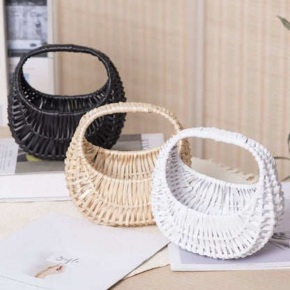 Willow Woven Hand-held Flower Basket DIY Flower Basket Picnic Rattan Basket Storage Basket Photography Props Holiday Gift Basket