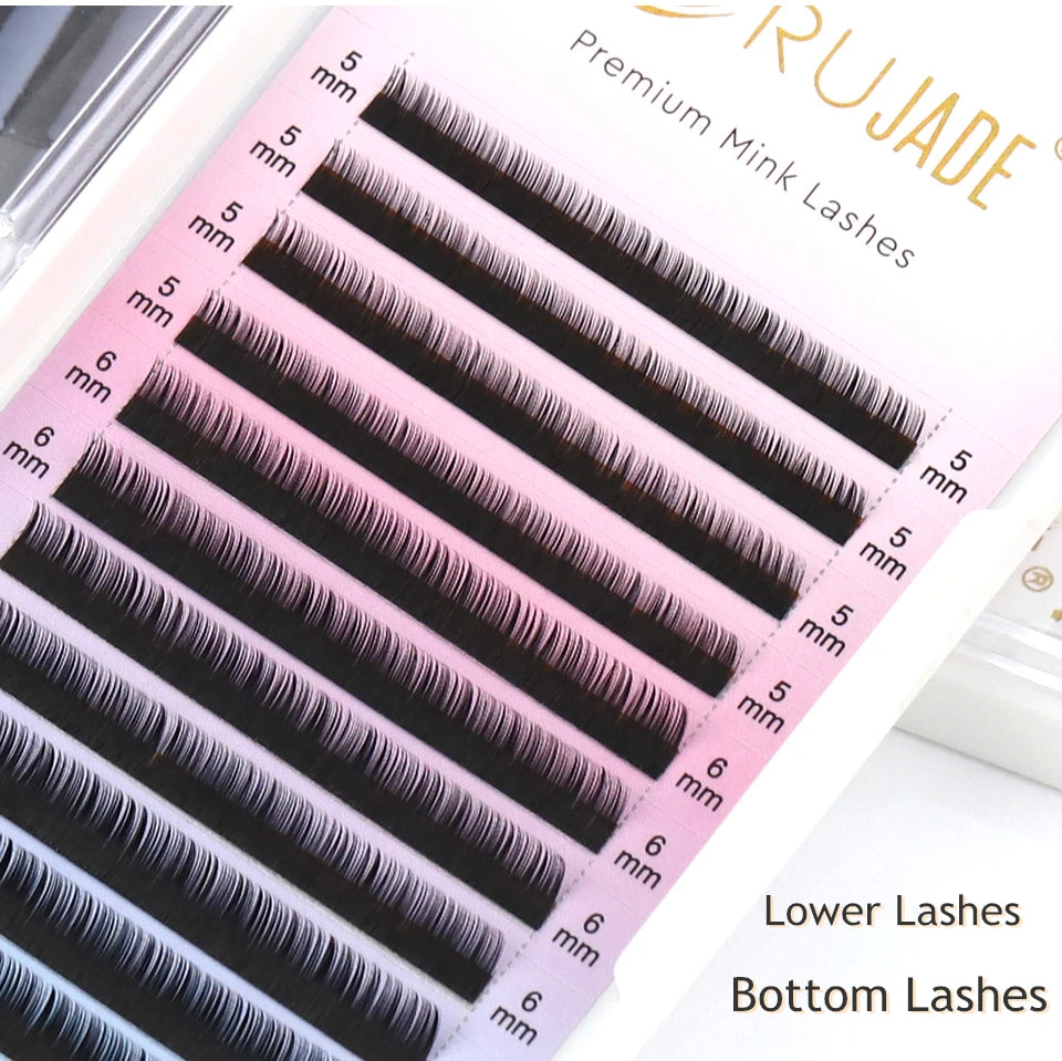 RUJADE Bottom Lower Eyelash 5-8mm Short Natural Individual Under Lashes Soft Professional Faux Mink Lash Extensions