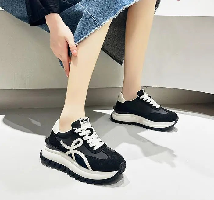 Women Sneakers Genuine Leather Platforms Ladies Casual Sports Shoes Comfy Students Sneakers Summer Popular Size 34-40