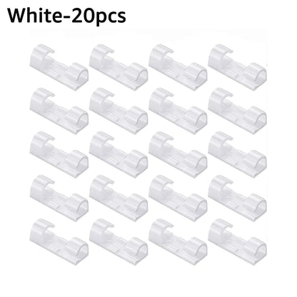 5/20Pcs Cable Management Clip Cable Protector Winder Self-Adhesive Desktop Tidy Management Clips For Mouse Headset Wire Storage