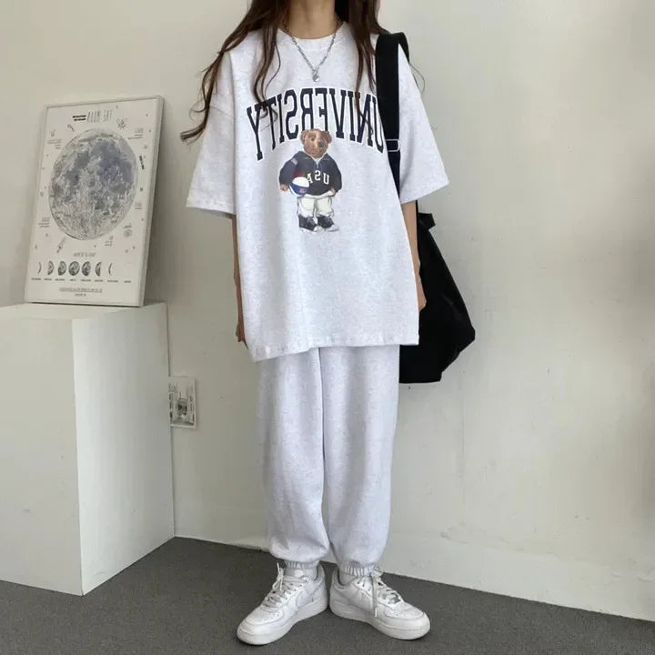 Cartoon Long Sleeve Tracksuits autumn Fashion Casual Sportswear Two Piece Pants Sets Female Large Size Women Suits 2024