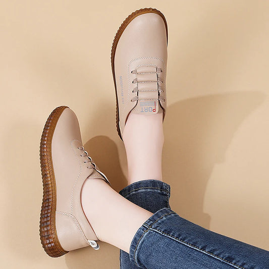 100% cowhide Women's Leather shoes New large size casual sports shoes Fashion Lightness Women's vulcanized shoes sneakers by PDG ibma