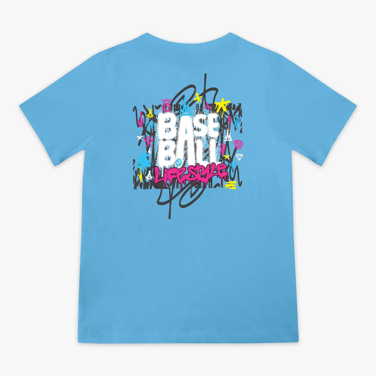 New Summer Baseball-Themed Colorful Graffiti Print #101# Lifestyle-Themed Breathable Cotton Sports T-Shirt for Teenagers