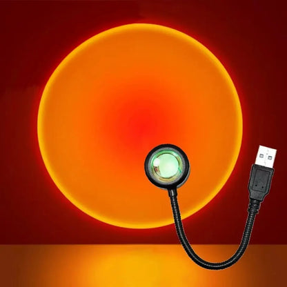 1x USB Sunset Lamp LED Rainbow Neon Night Light Projector Photography Wall Atmosphere Lighting for Bedroom Home Room Decor Gift