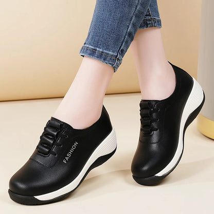 New women's 43 casual shoes, 100% genuine leather breathable and fashionable leather shoes for walking