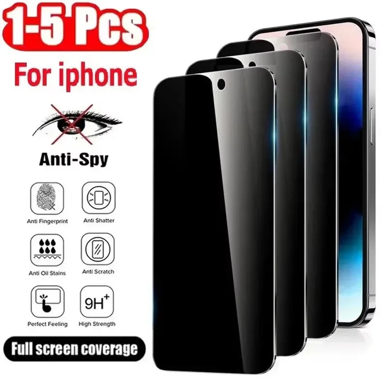 1-5pcs Anti Spy Screen Protector For iPhone17 16 15 14 13 12 11 Xs Pro Max17Air XR Plus mini Tempered Glass Privacy Peep by PDG ibma