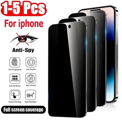 1-5pcs Anti Spy Screen Protector For iPhone17 16 15 14 13 12 11 Xs Pro Max17Air XR Plus mini Tempered Glass Privacy Peep by PDG ibma