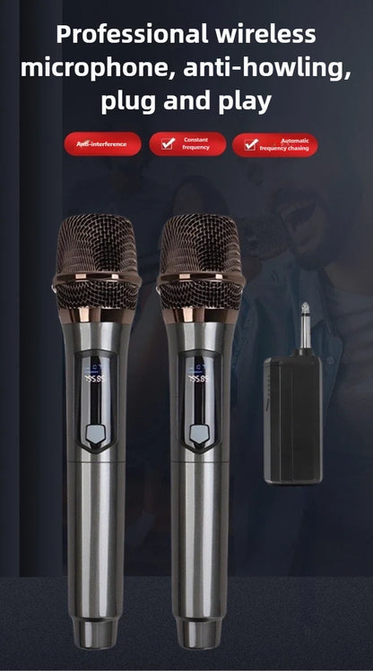 108 One to Two Professional Portable Wireless 2.4g Microphone Dynamic LED Display Noise Cancelling Outdoor Stage Singing Karaoke