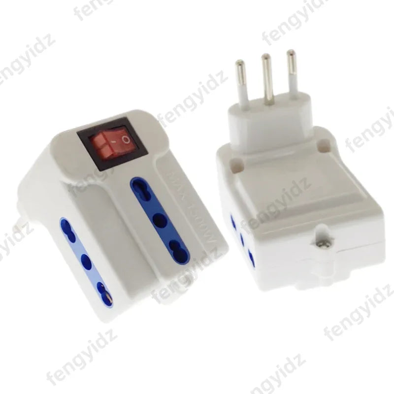 fengyidz 1PCS Italy Travel Plug Adapter  3 Ways Socket with Switch Multi Port Outlet Italian Standard