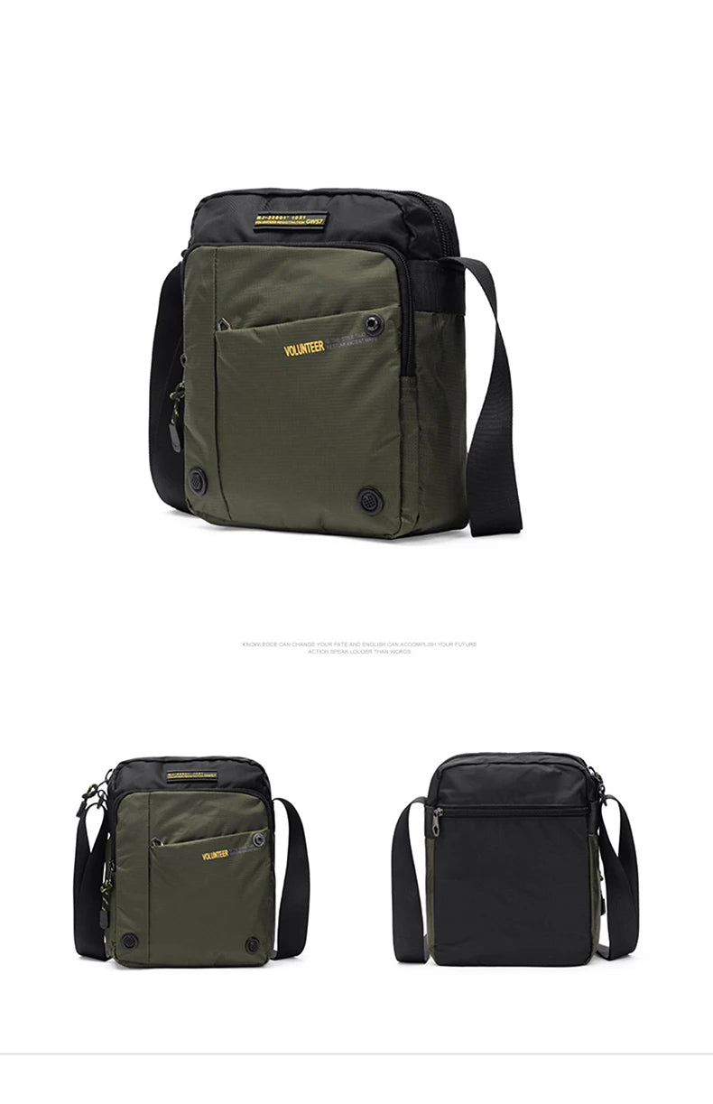 VOLUNTEER Shoulder Bag for Men New Light Weight Commuter Fashion Oxford Cloth Versatile Solid Phone Crossbody Bags Man 1698-08