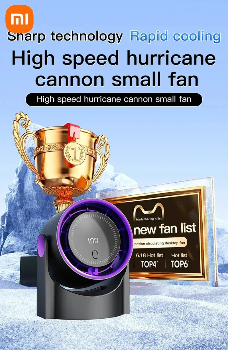 Xiaomi Smart Electric Fan 100 Level Bladeless Fan Portable Small Usb Charge Silent Desktop High-speed Circulating Cooling Fan