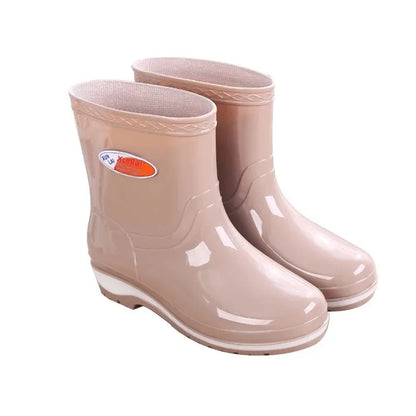 Women's Short Rain Shoes Non-slip Waterproof Rubber Boots Durable Wear-resistant Rain Boots Fleece Lined Warm Shoes Wholesale