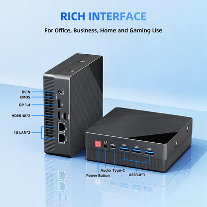 TexHoo Mini PC AMD R7 5800H 7730U up to 16G DDR4 512G NVMe Dual HDMI DP Wifi6 WDesktop Gaming Computer Dual Network Ports