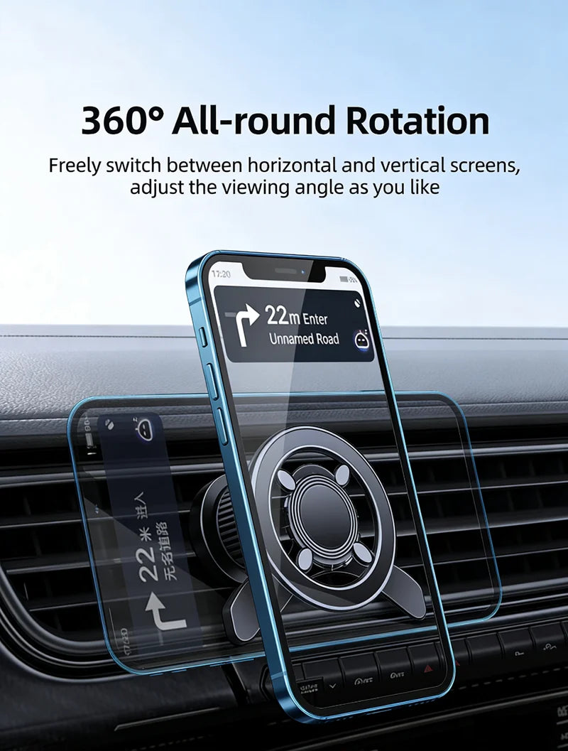 MagSafe Car Mount, 17 N52 Magnets Air Vent Phone Holder, 360° Rotatable, Fit iPhone 16-12 Series & All Phones, with MagneticRing