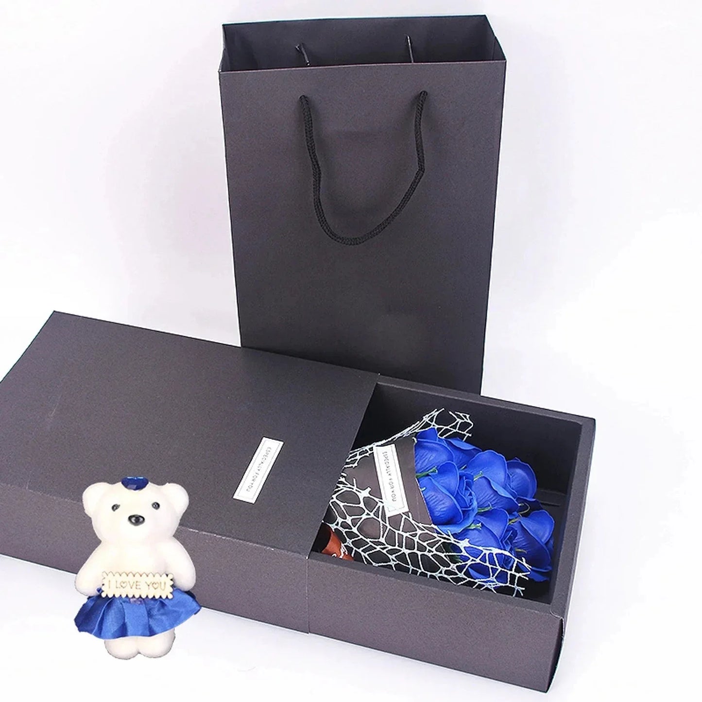 Valentine's Day Artificial Flowers 7 Rose Soap Bouquet Gift Box Teddy Bear Flower Creative Valentine's Day Gift Home Decor