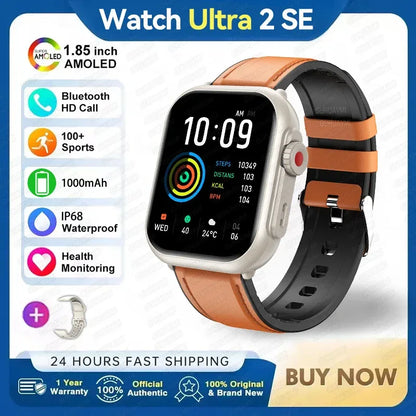 Watch Ultra 2 SE Men Women 1000mAh AMOLED Heart Rate 100+Sport Bluetooth Call GPS Track Waterproof Smart Watch For IOS Android