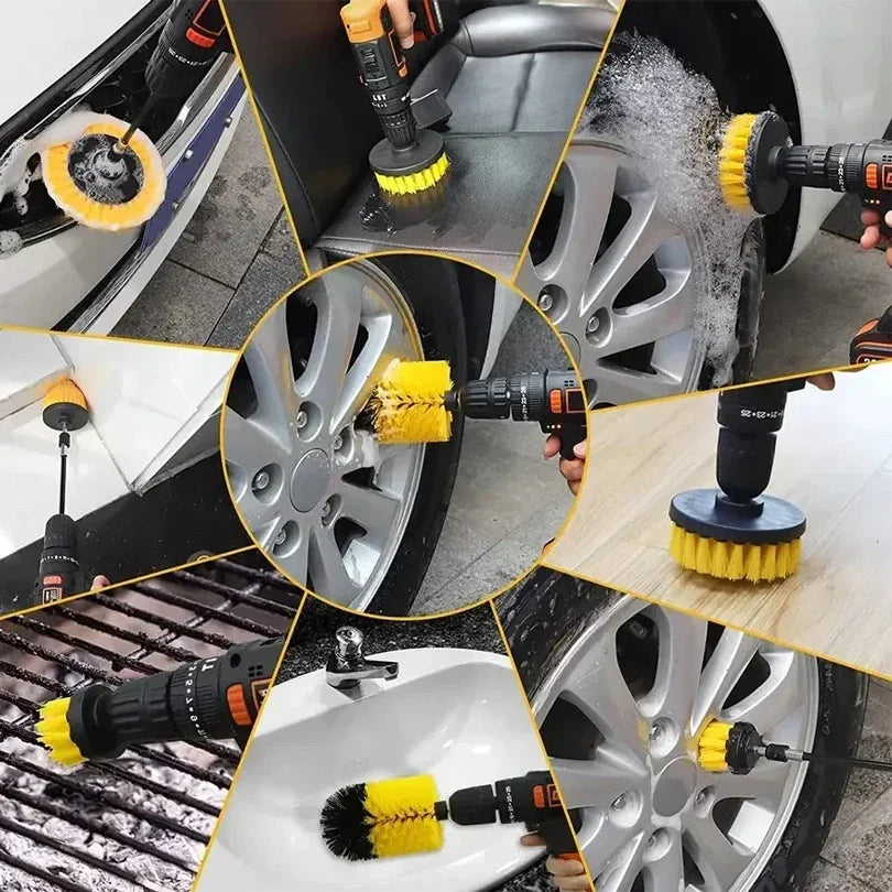 Electric Scrubber Drill Brush Kit Power Drills Scrubber Brush For Carpet Glass Car Tires Nylon Extension Pole Floor, Automotive