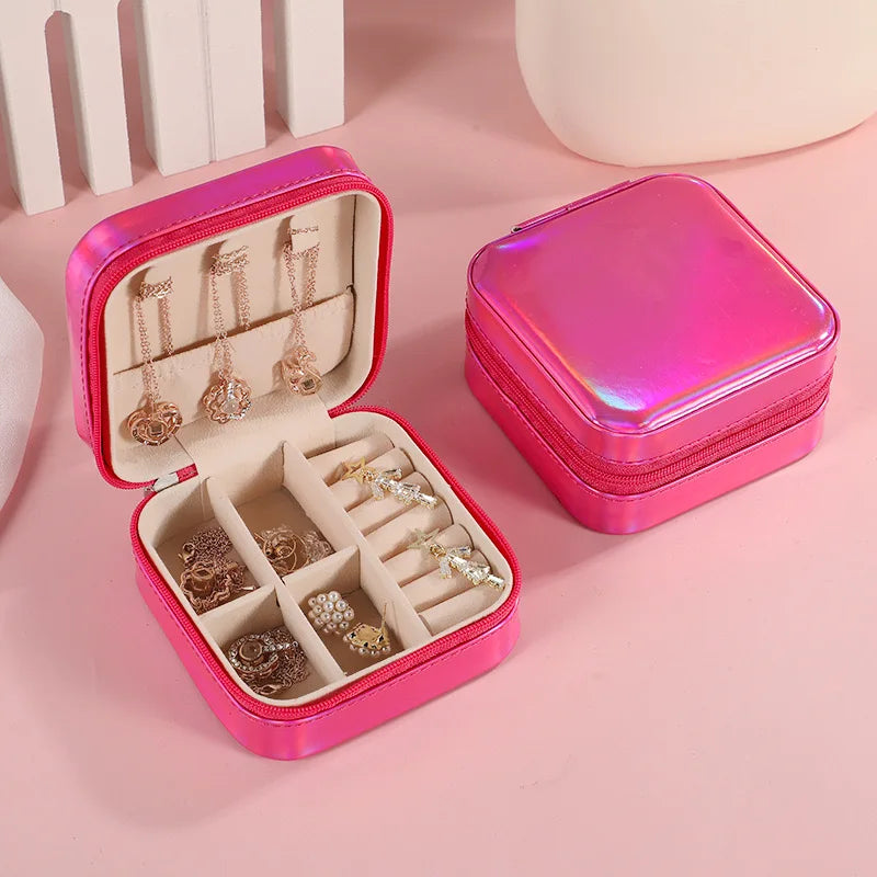 Jewelry Case Box Portable Small Travel Jewelry Organizer Necklace Earring Ring Storage Display Gift Box Travel Essentials