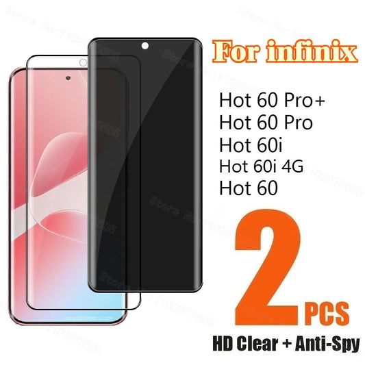 2-IN-1 9D Tempered Glass + 1Privacy Tempered Glass for Infinix Hot 60 Pro Plus Hot 60i 4G Hot 60 Pro Anti-Scratch Tempered Glass by PDG ibma