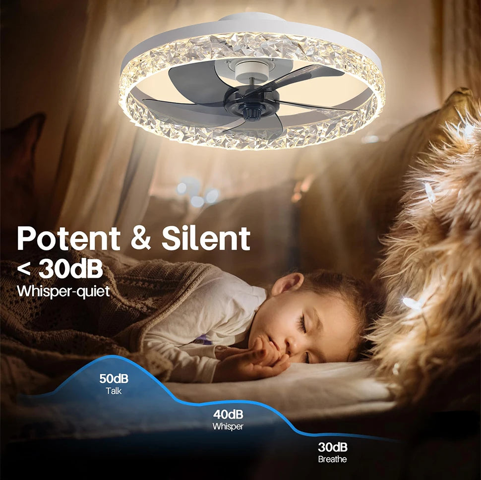 Modern Ceiling Fans Infinitely Dimmable Household Black White Ceiling Lamp With Remote Control Bedroom Living Room LED Fixtures