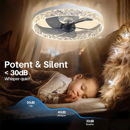 Modern Ceiling Fans Infinitely Dimmable Household Black White Ceiling Lamp With Remote Control Bedroom Living Room LED Fixtures