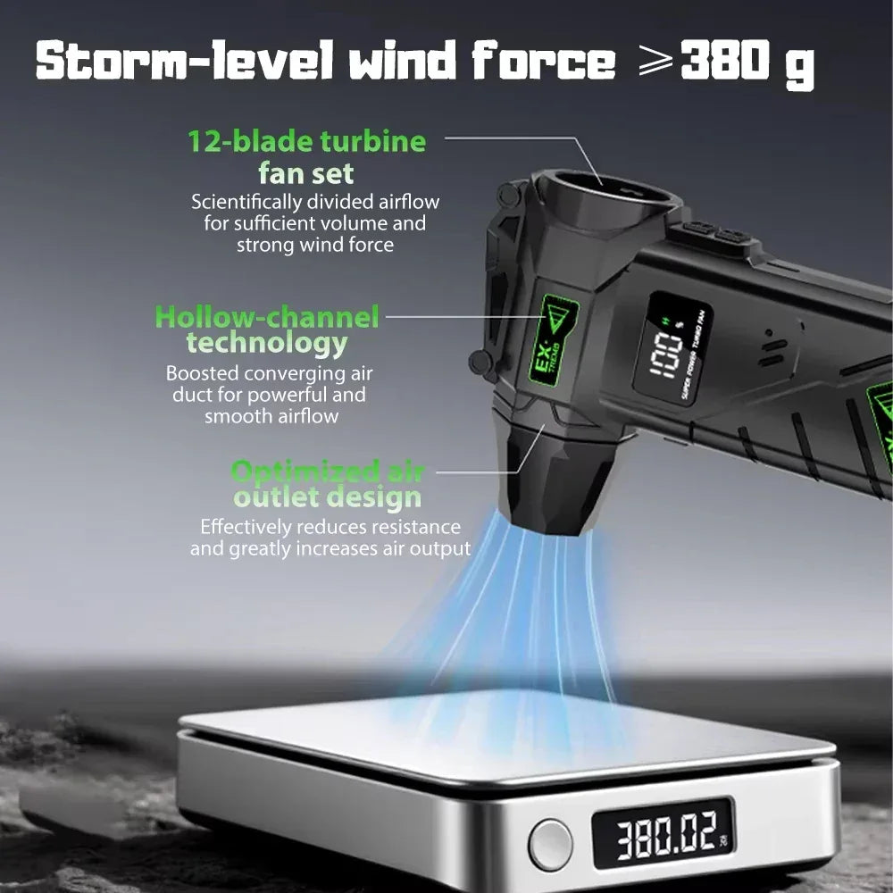 New Powerful Violent Fan 990000RPM Turbo Air Blower 380G Thrust High Speed Brushless Turbo Jet Blower With LED Lighting